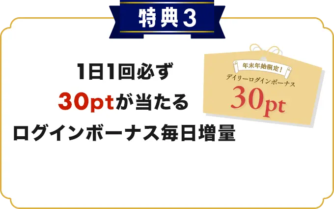 特典3 ログインボーナス毎日増量